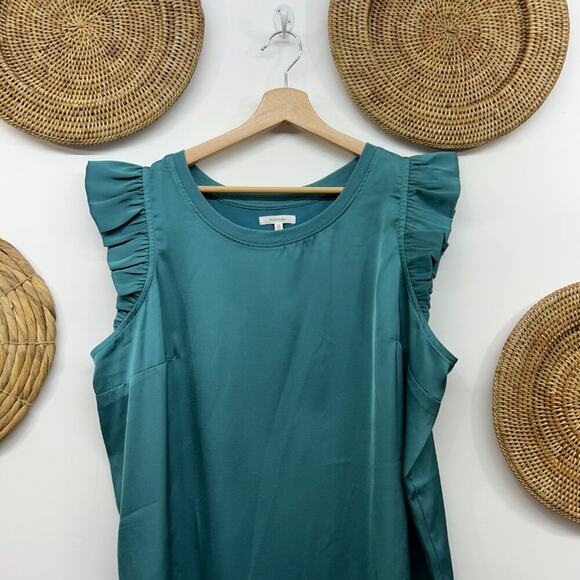 NEW Maurices Blue Satin Ruffle Blouse Tank Top Plus Size XXL - Picture 3 of 5